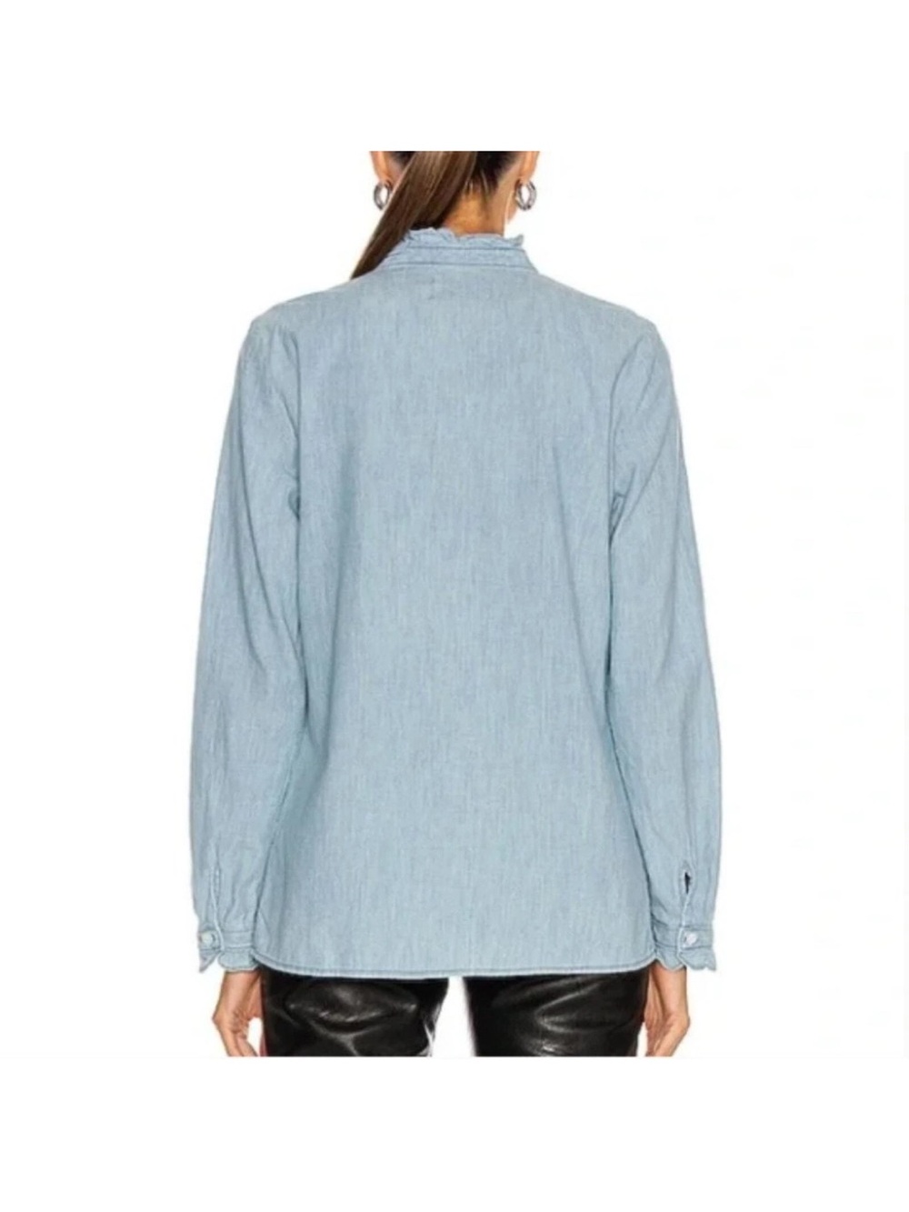 Nili Lotan Marcela Western Chambray Long Sleeve Button Up Top Size XS - Picture 12 of 12